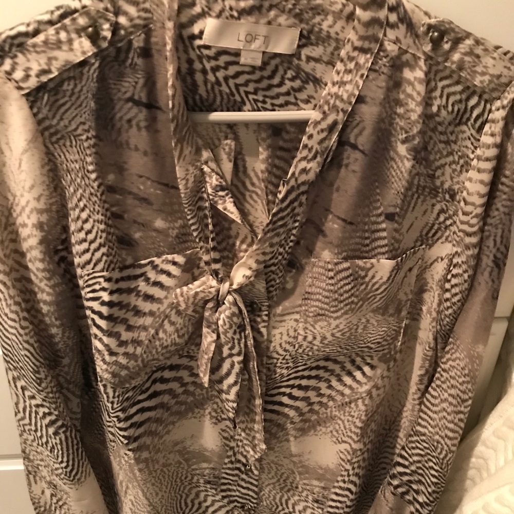 Animal print blouse with front tie